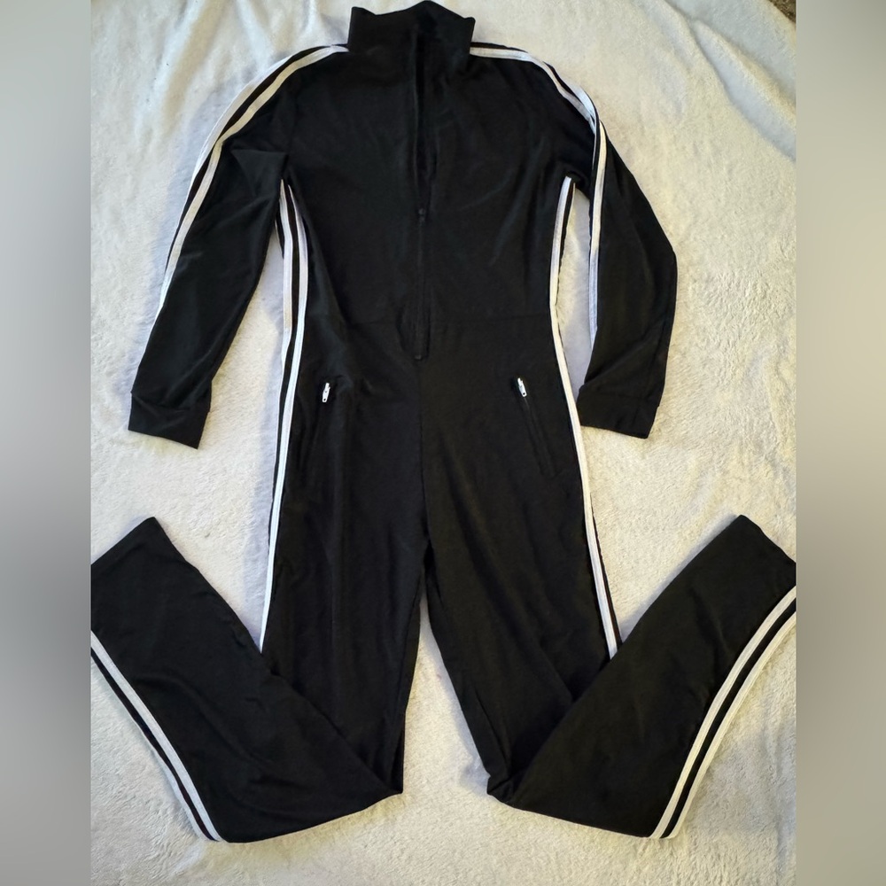 Black Jumpsuit with White Stripes